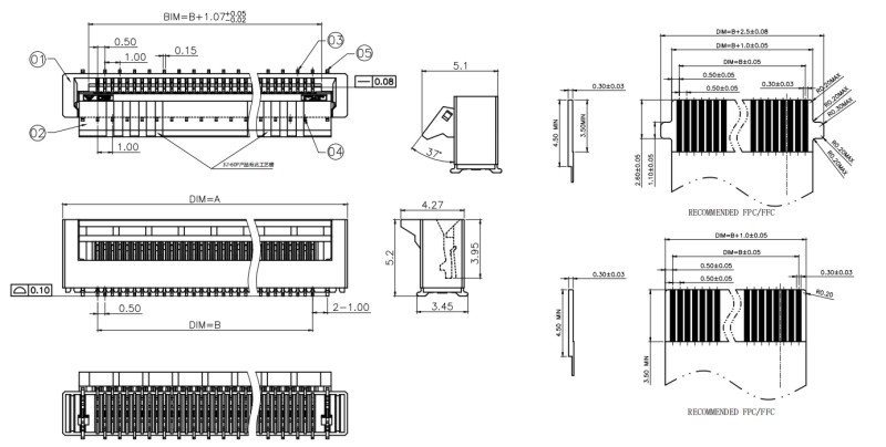 0.5 Pitch H5.2 Flip-Cover Vertical Connector 0.5 Pitch H5.2 Flip-Cover Vertical Connector