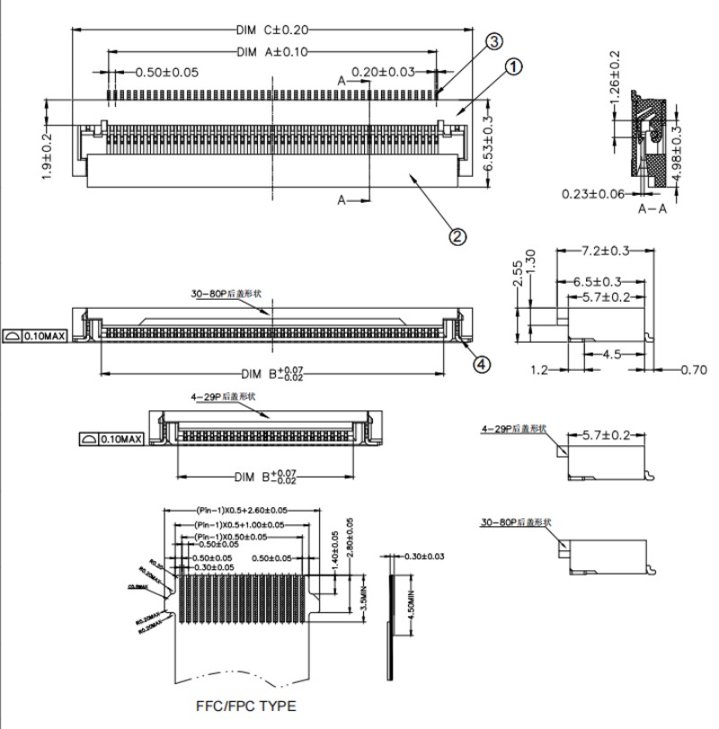 0.5Pitch H2.55 Flip-Cover Connector FH28-**S-0.5SH(**) 0.5Pitch H2.55 Flip-Cover Connector
