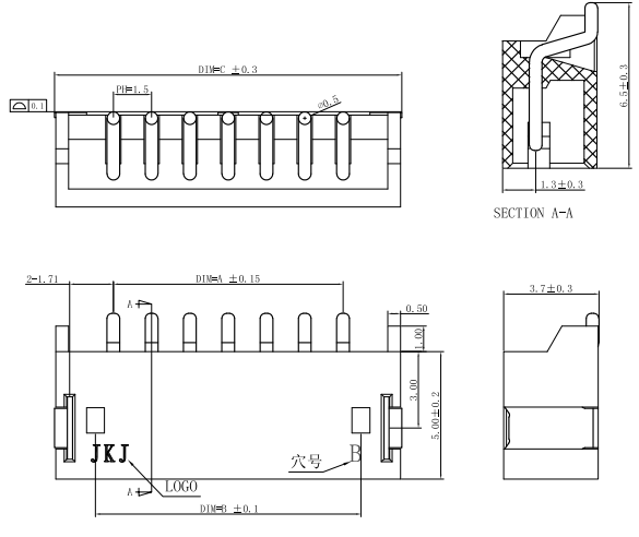 1.5mm Pitch Horizontal SMT Pin Socket 1.5mm Pitch Horizontal SMT Pin Socket