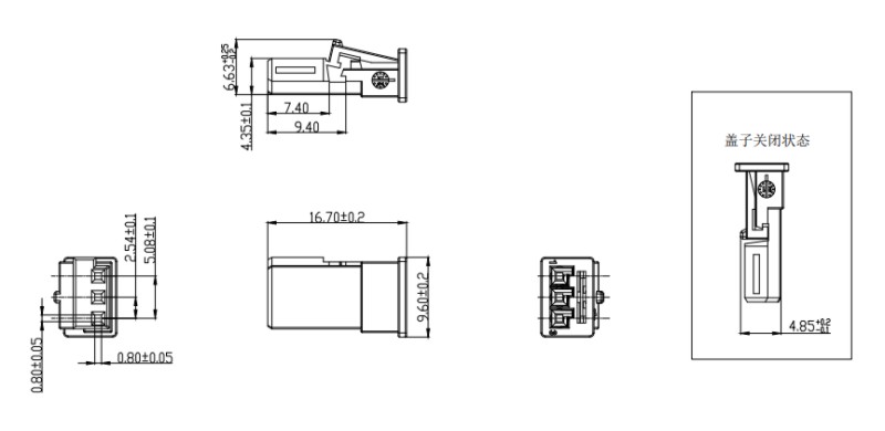 [1743164-2] 2.54 Pitch, 3P black Housing