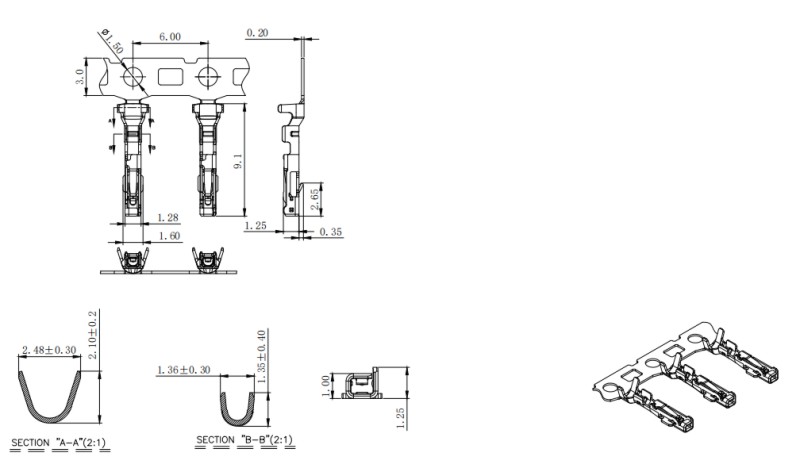 [501648] H2.0 Double Row Female Crimp Terminal
