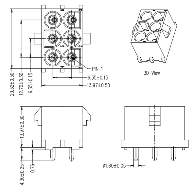 [C-350431-1] 6.35Pitch 6P Female Connector