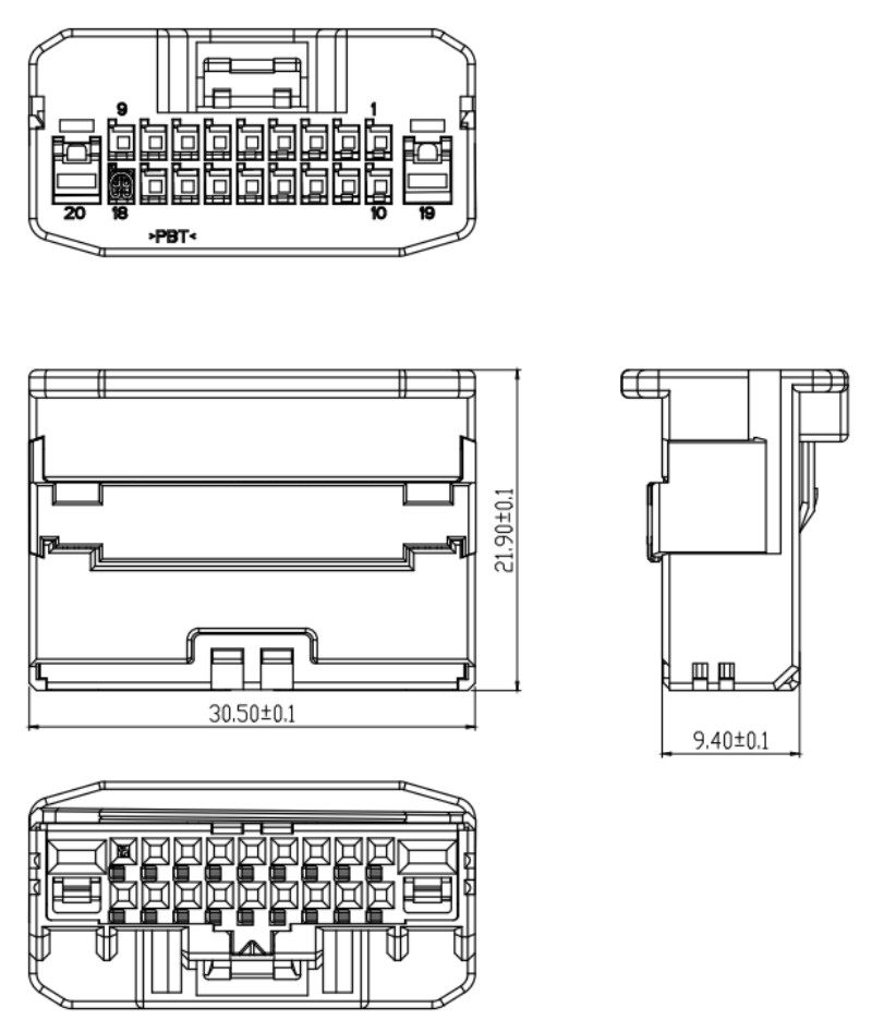 [6098-7261] 2.2Pitch 20P Male Housing