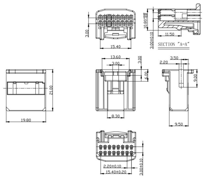[1318386-1] 2.2Pitch16P Wire End Male Housing