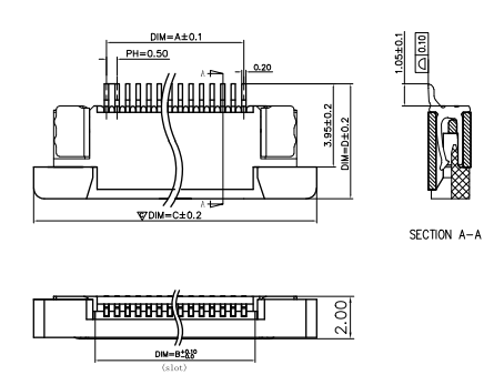 FPC 0.5mm Pitch 2.0H Drawer Bottom Contact Half Shield