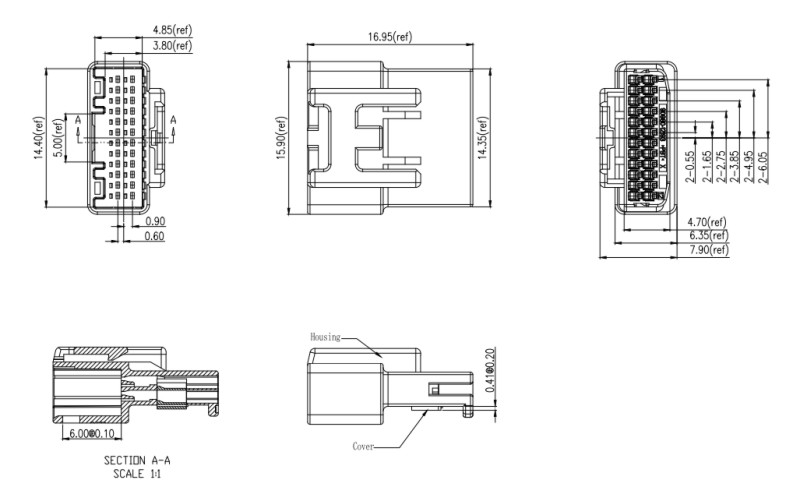 [2403412-1] 2.2Pitch 24P Wire End Female Housing